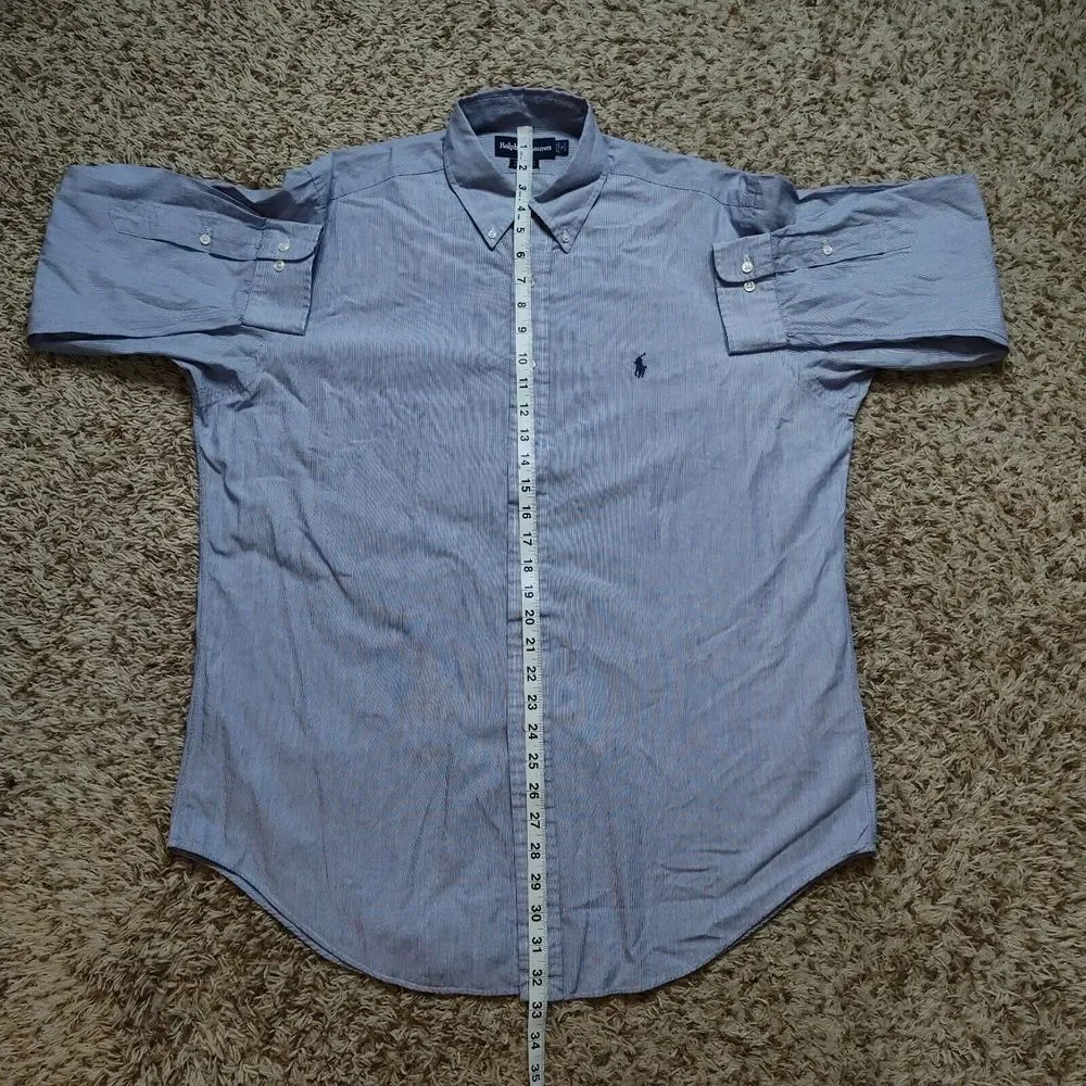 Polo Ralph Lauren Striped Men Sz L 16 32-33 Oxford Long Sleeve‎ Button Up Shirt